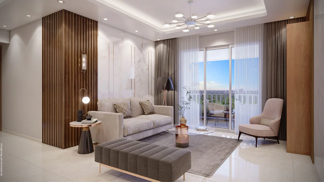 Living room interior at Nyati Emerald Pune